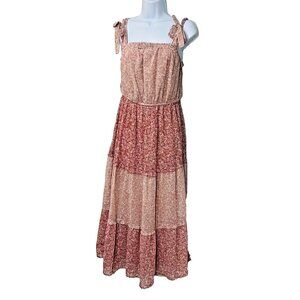 Sincerely Jules Tiered Maxi Dress Medium Boho Cottage Prairie Country Milkmaid‎